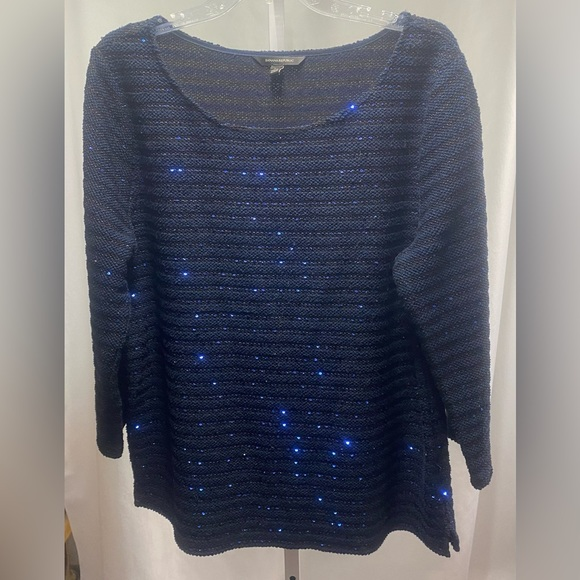 Banana Republic Sweaters - Banana Republic Navy Blue Stripe Sequin‎ Sweater size Large